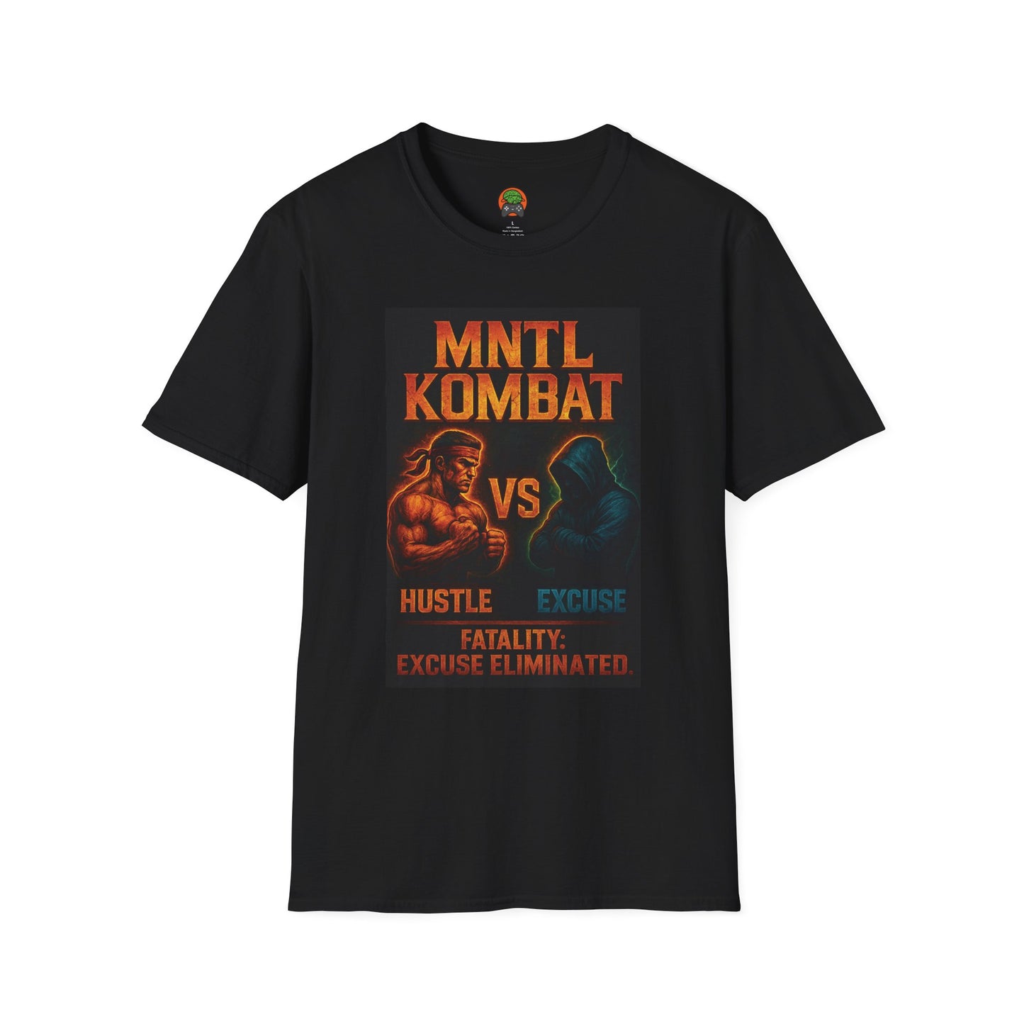 Mental Kombat Poster T-Shirt — "Hustle vs Excuse" Motivational Gym Tee