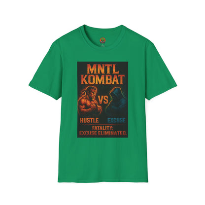 Mental Kombat Poster T-Shirt — "Hustle vs Excuse" Motivational Gym Tee