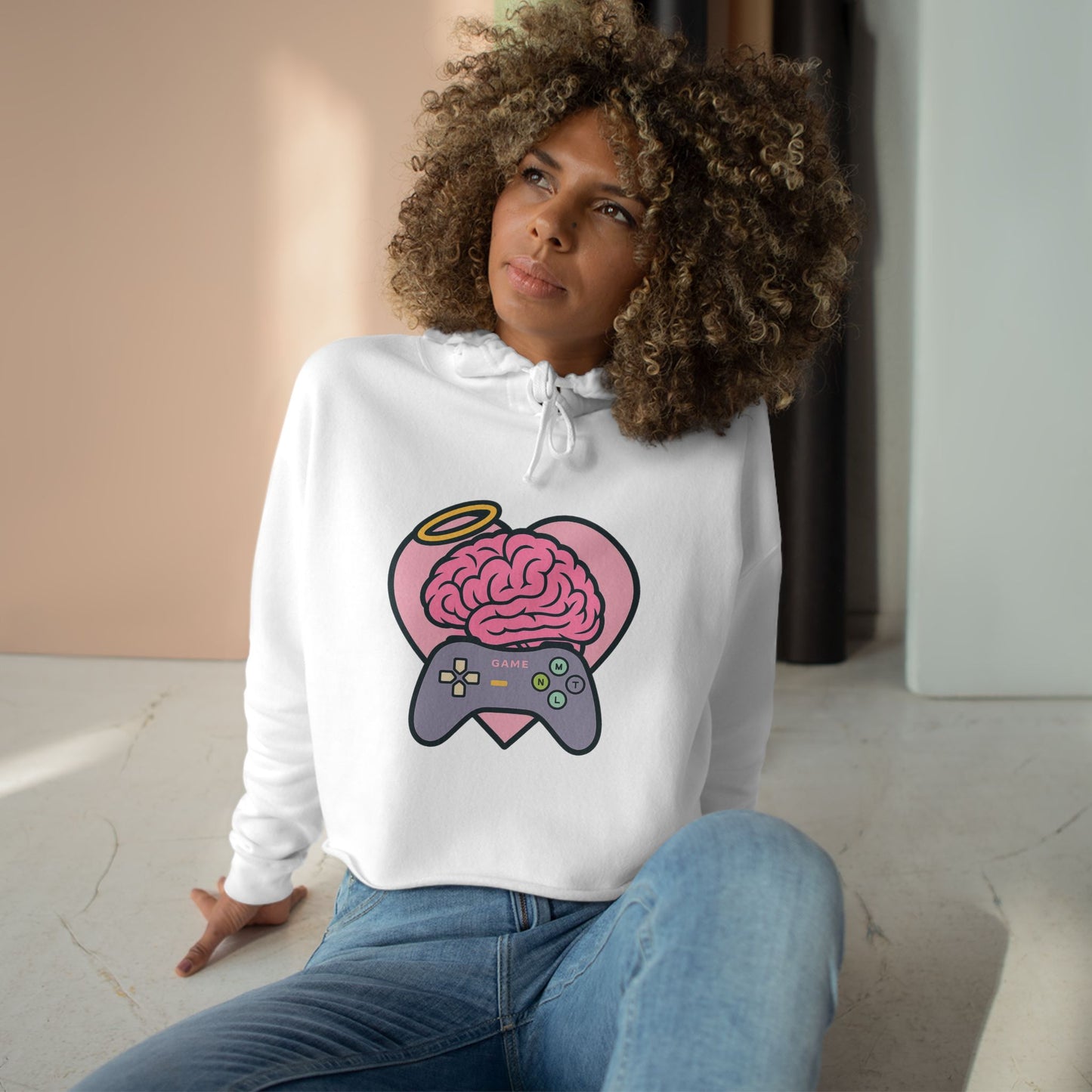 MNTL Game Heart Crop Hoodie -- She's So MNTL