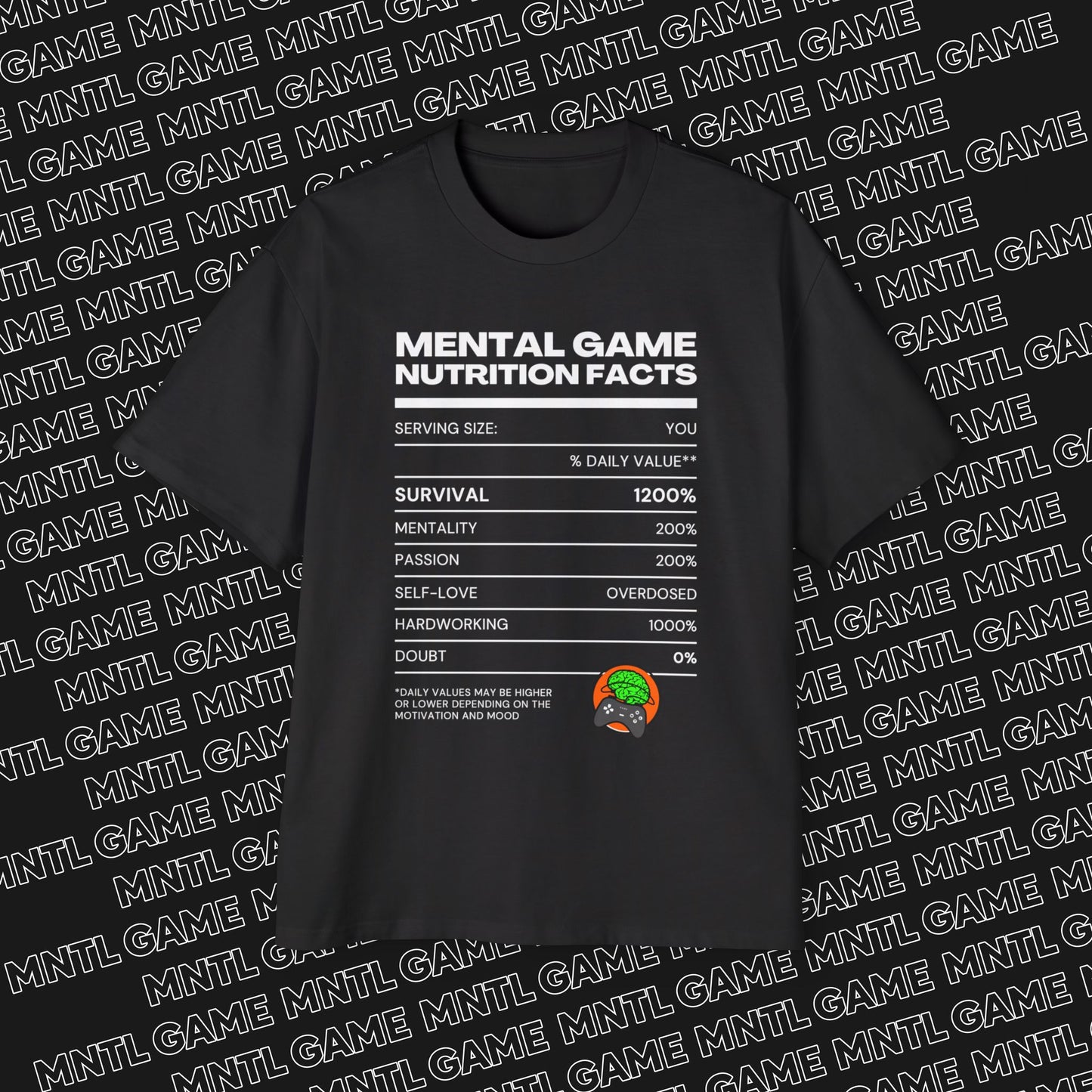 Men's Oversized Tee - Mental Game Nutrition Facts
