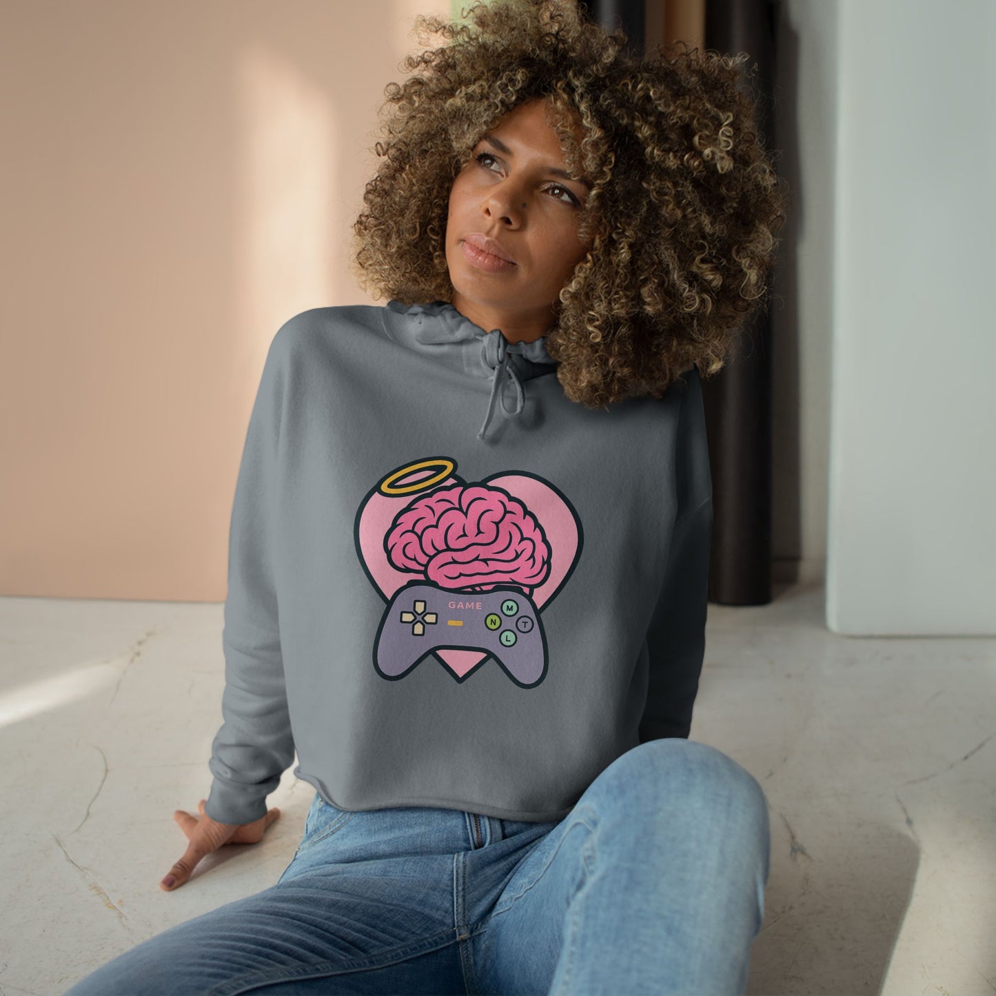 MNTL Game Heart Crop Hoodie -- She's So MNTL