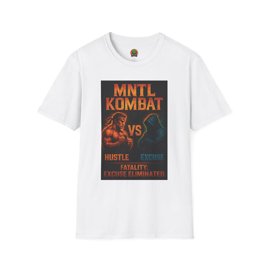 Mental Kombat Poster T-Shirt — "Hustle vs Excuse" Motivational Gym Tee