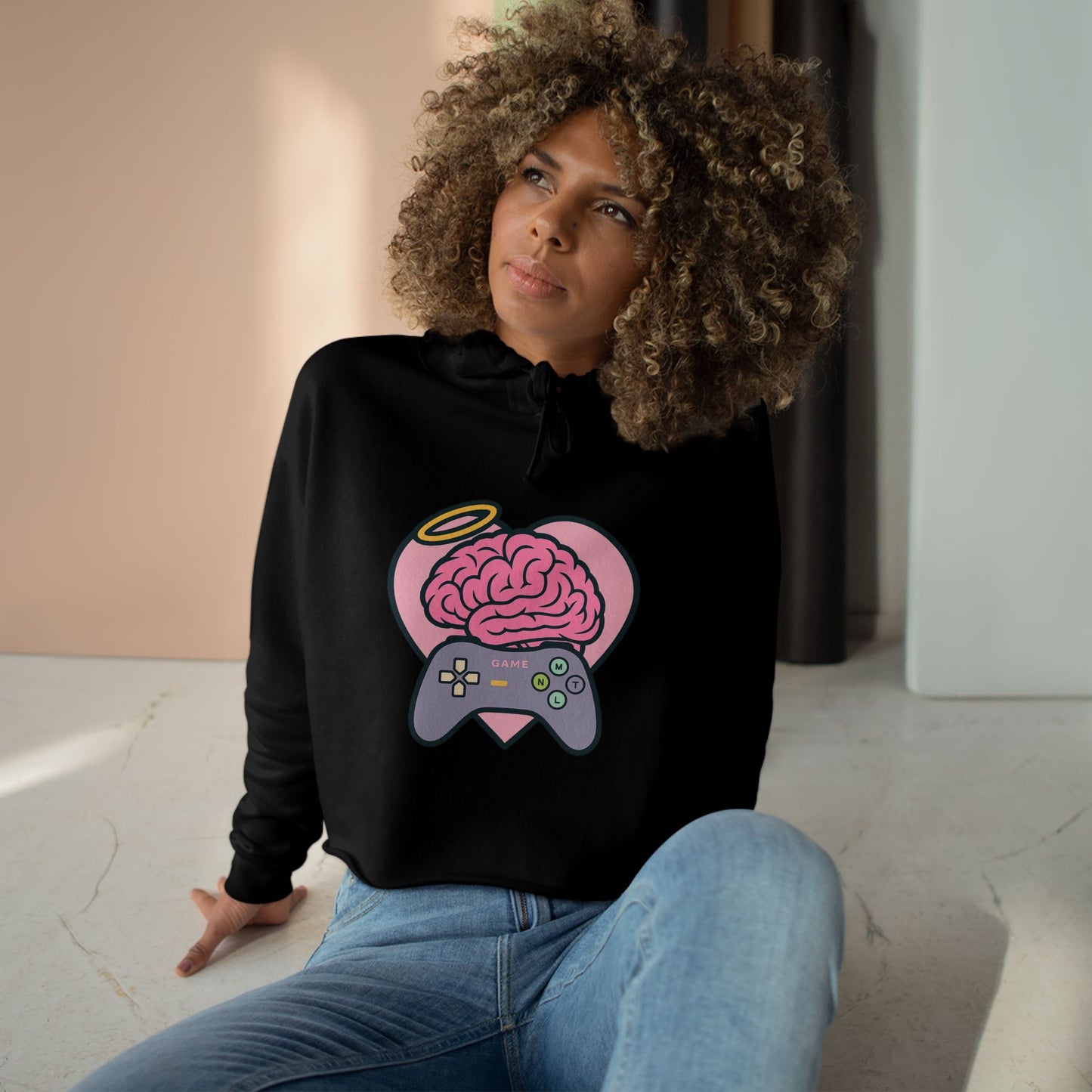 MNTL Game Heart Crop Hoodie -- She's So MNTL