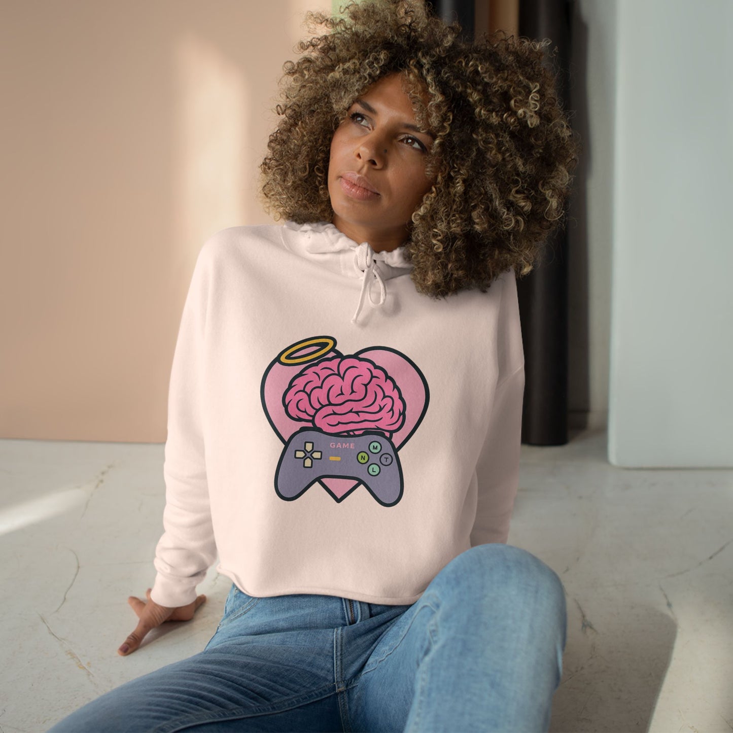 MNTL Game Heart Crop Hoodie -- She's So MNTL