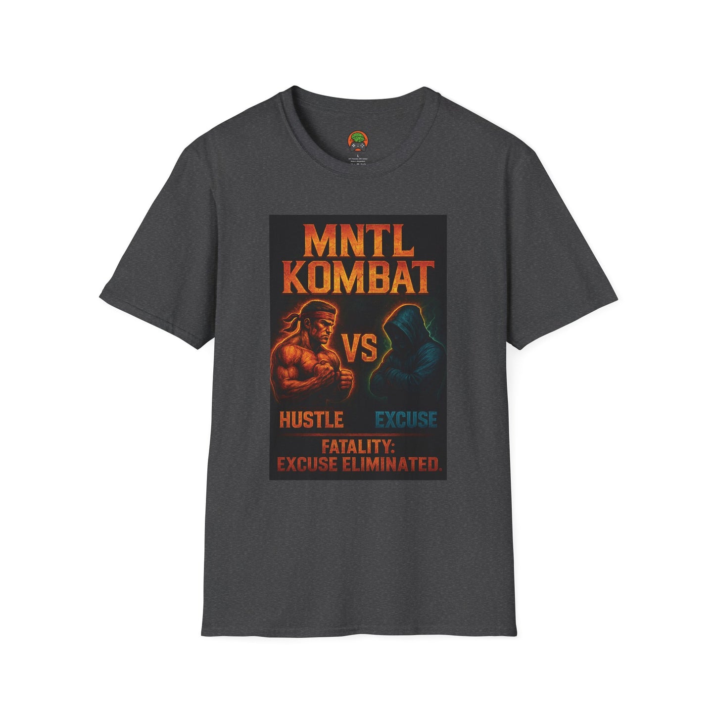 Mental Kombat Poster T-Shirt — "Hustle vs Excuse" Motivational Gym Tee