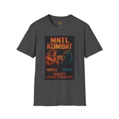 Mental Kombat Poster T-Shirt — "Hustle vs Excuse" Motivational Gym Tee
